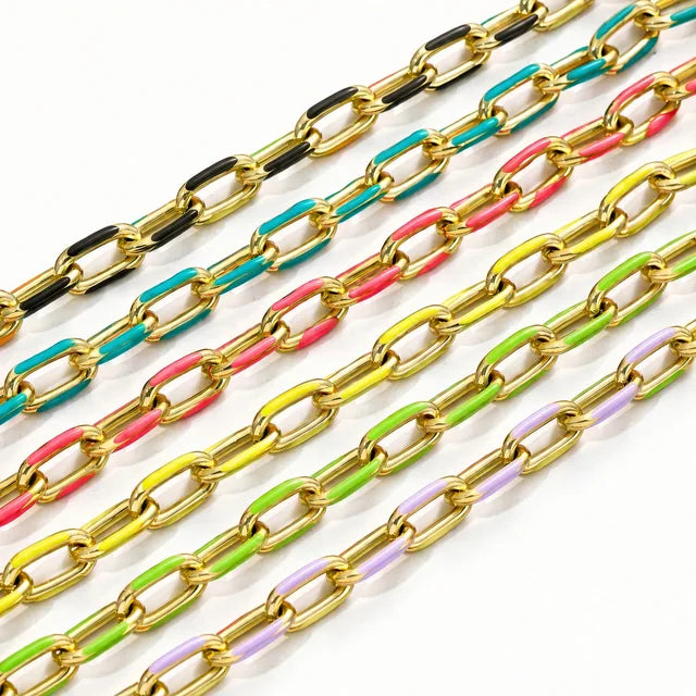 Black, Teal, Pink, Green, Yellow and Lavender bracelets illustrated together on white